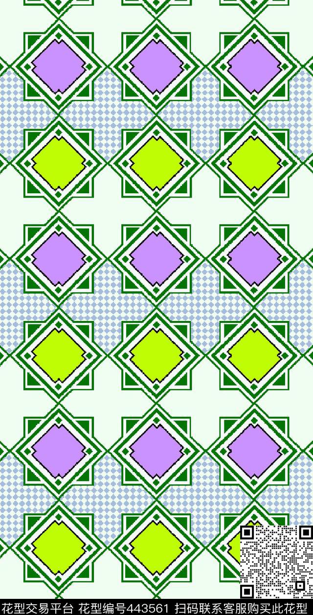 几何方格小华亿平台传统印花华亿平台下载（图片编号: 443561） - 瓦栏（Walan）