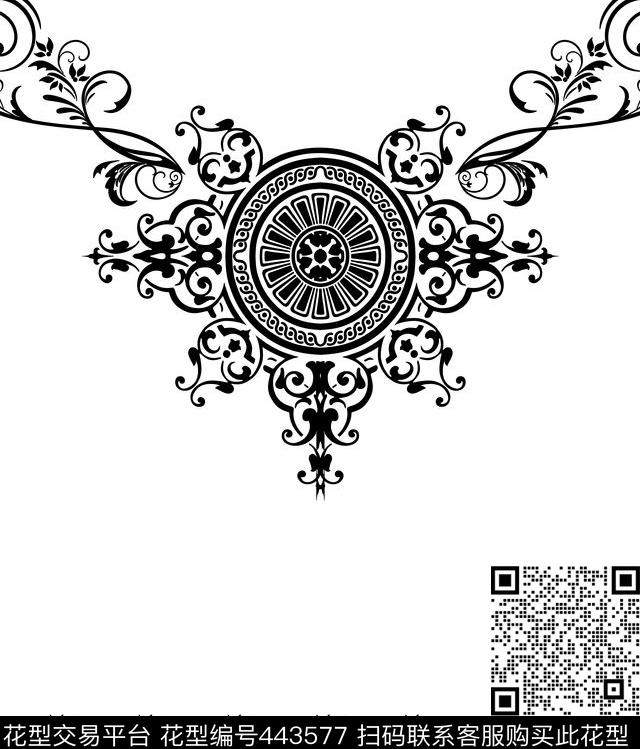 单色印第安定向传统印花华亿平台下载（图片编号: 443577） - 瓦栏（Walan）