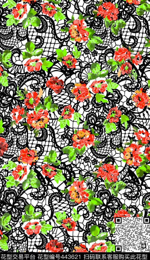 大牌蕾丝透明印花小碎花数码印花华亿平台下载（图片编号: 443621） - 瓦栏（Walan）