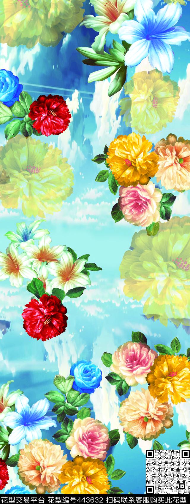 民族风时尚定位玫瑰花数码印花华亿平台下载（图片编号: 443632） - 瓦栏（Walan）