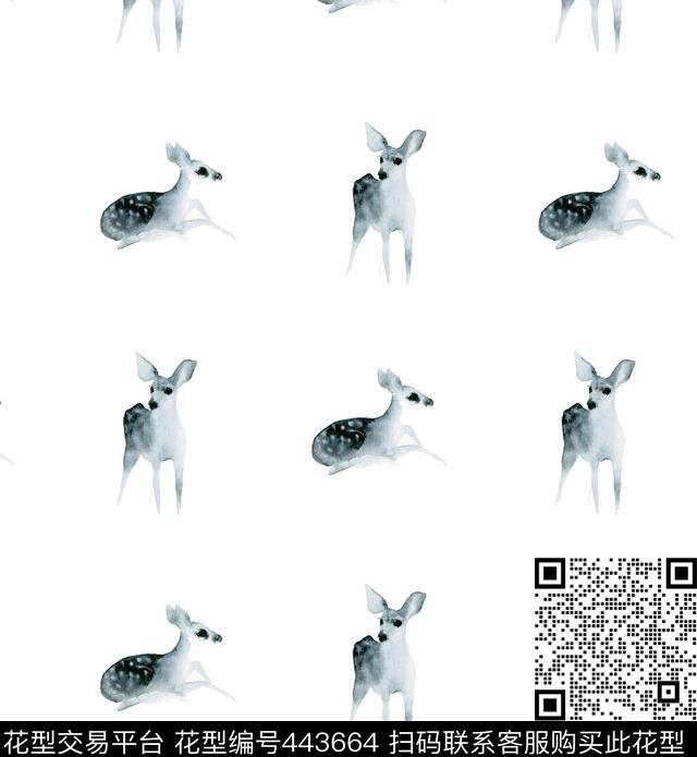 流行时尚动物水彩数码印花华亿平台下载（图片编号: 443664） - 瓦栏（Walan）