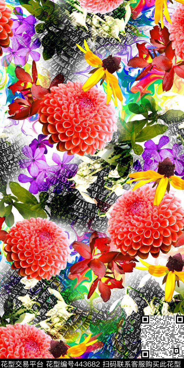 花卉动物纹流行时尚新潮数码画稿数码印花华亿平台下载（图片编号: 443682） - 瓦栏（Walan）
