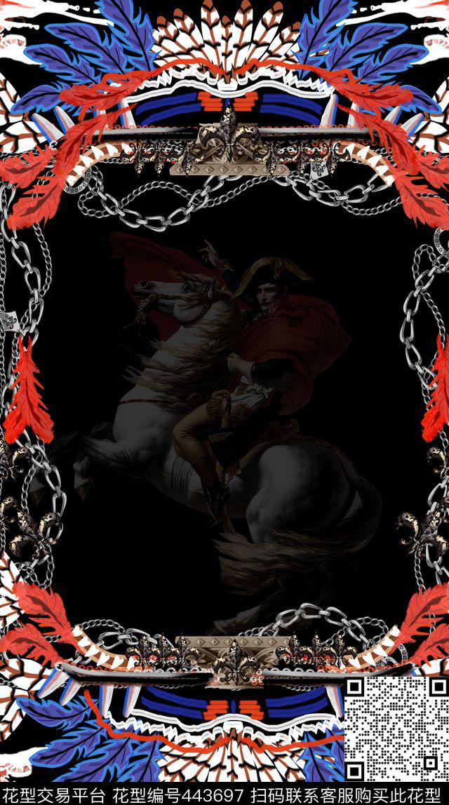 复古历史名人羽毛手绘数码印花华亿平台下载（图片编号: 443697） - 瓦栏（Walan）