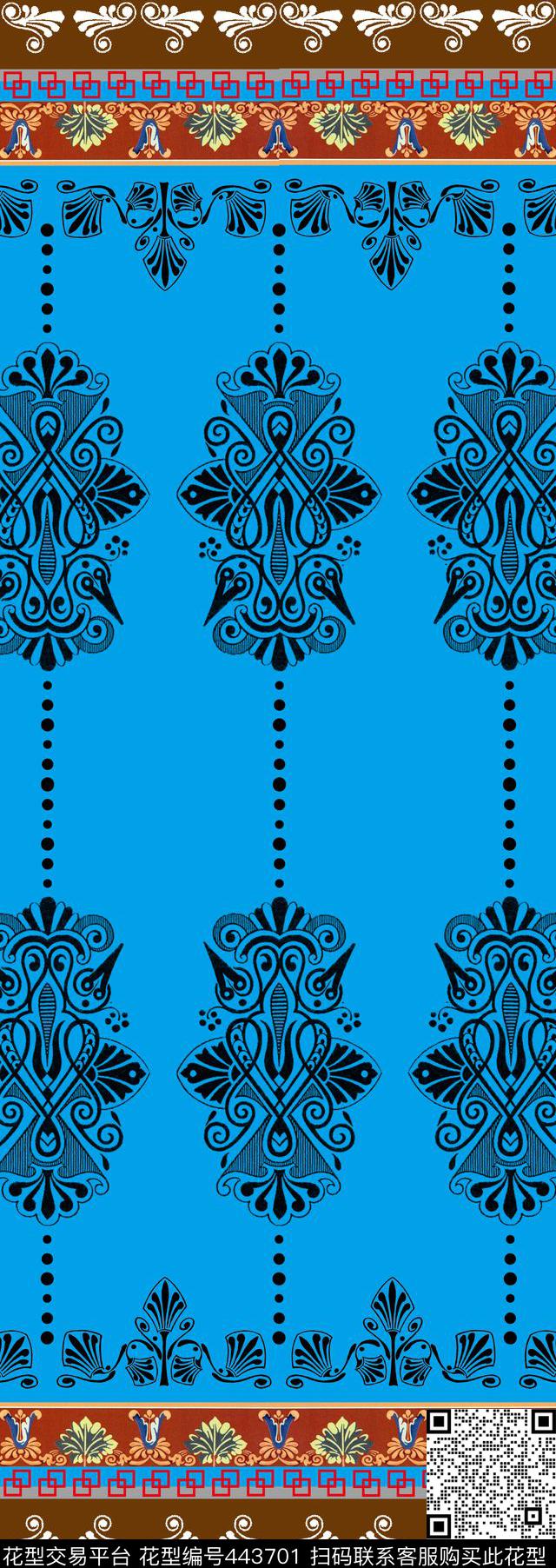 传统印花纹样定位双边定位印花传统印花华亿平台下载（图片编号: 443701） - 瓦栏（Walan）