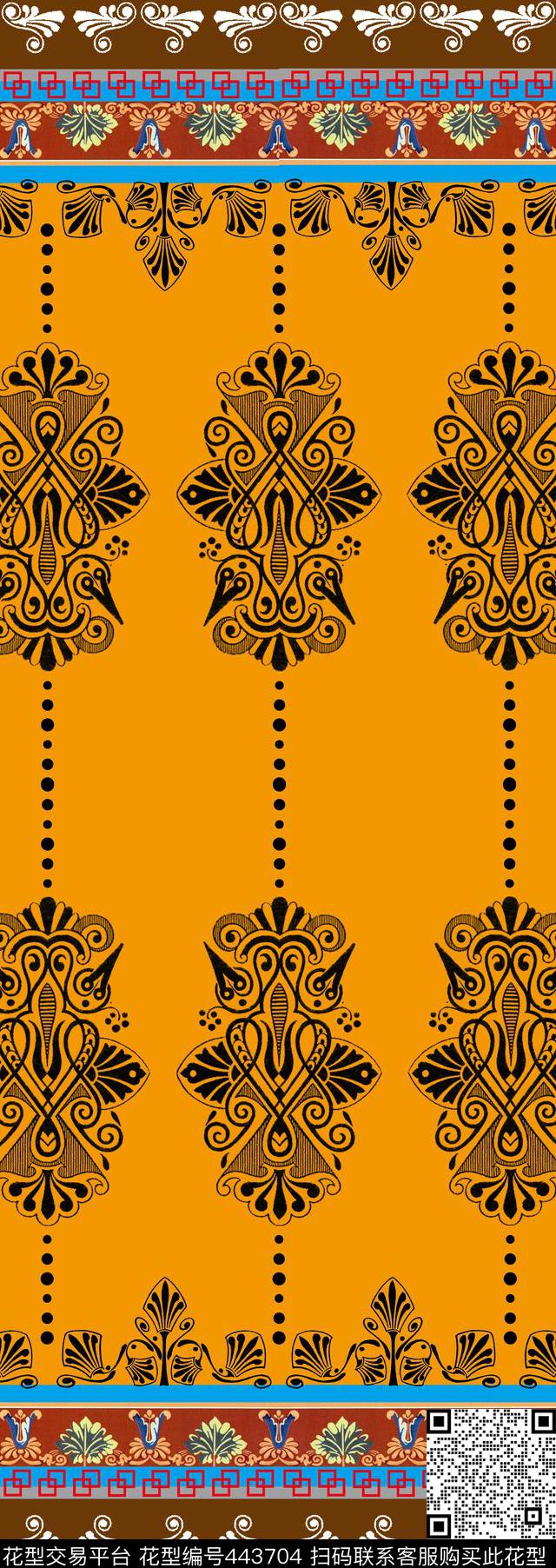 传统印花纹样定位双边定位印花传统印花华亿平台下载（图片编号: 443704） - 瓦栏（Walan）