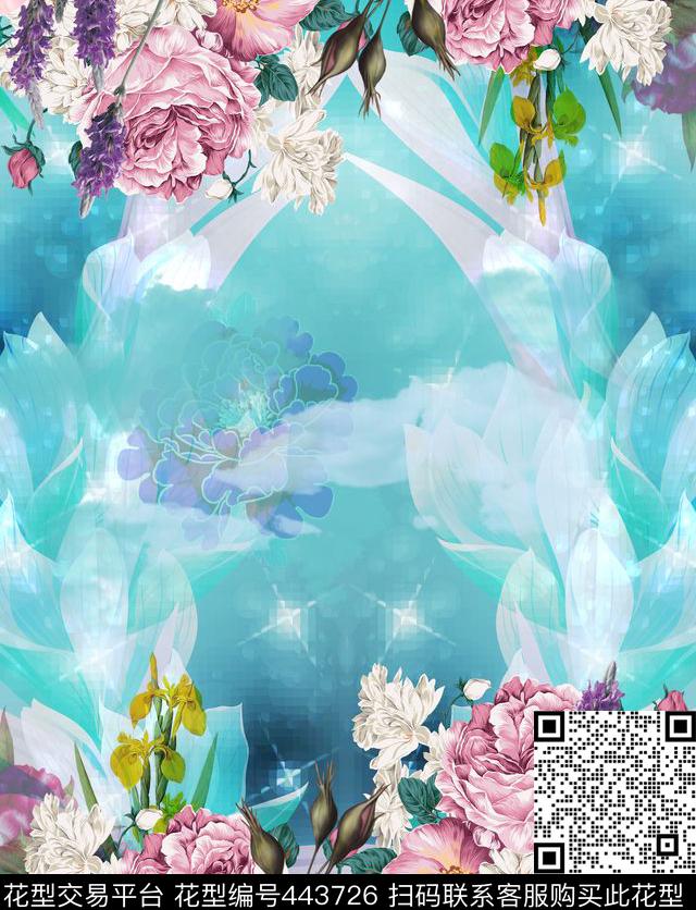 梦幻天空冷色调数码印花华亿平台下载（图片编号: 443726） - 瓦栏（Walan）