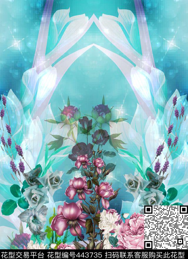 迷幻冷色调蓝色天空数码印花华亿平台下载（图片编号: 443735） - 瓦栏（Walan）