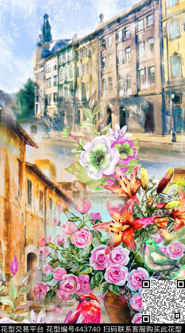 百合花半身裙花卉数码印花华亿平台下载（图片编号: 443740） - 瓦栏（Walan）