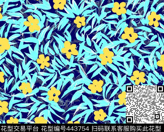 花卉竹叶传统印花华亿平台下载（图片编号: 443754） - 瓦栏（Walan）