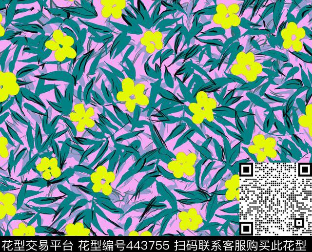 花卉竹叶传统印花华亿平台下载（图片编号: 443755） - 瓦栏（Walan）