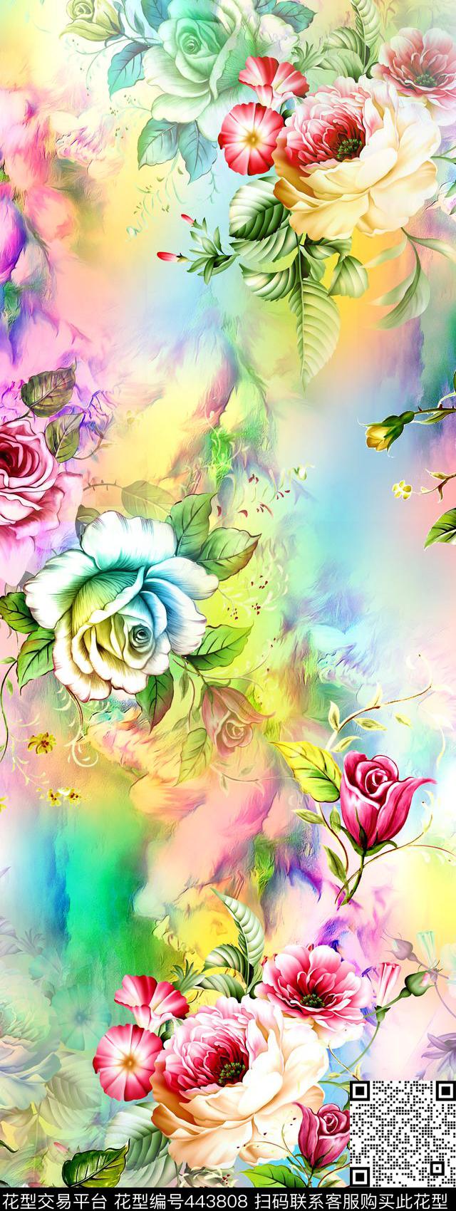 时尚花卉抽象炫光数码印花华亿平台下载（图片编号: 443808） - 瓦栏（Walan）