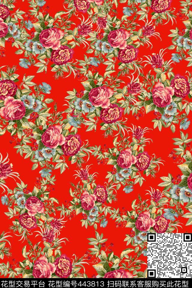 大棉袄花卉老绍兴传统印花华亿平台下载（图片编号: 443813） - 瓦栏（Walan）