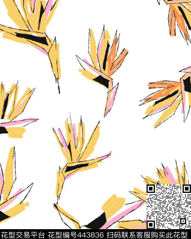 抽象花卉简约传统印花华亿平台下载（图片编号: 443836） - 瓦栏（Walan）