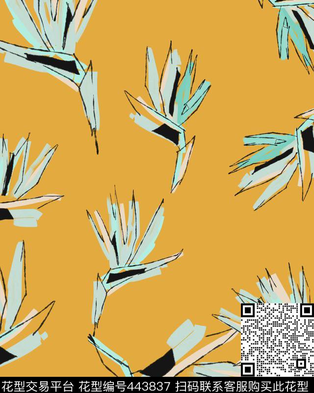 时尚纯电脑手绘抽象数码印花华亿平台下载（图片编号: 443837） - 瓦栏（Walan）