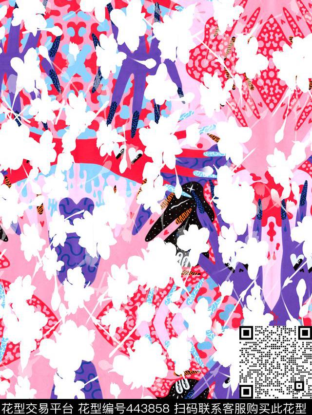 波普潮流花朵数码印花华亿平台下载（图片编号: 443858） - 瓦栏（Walan）