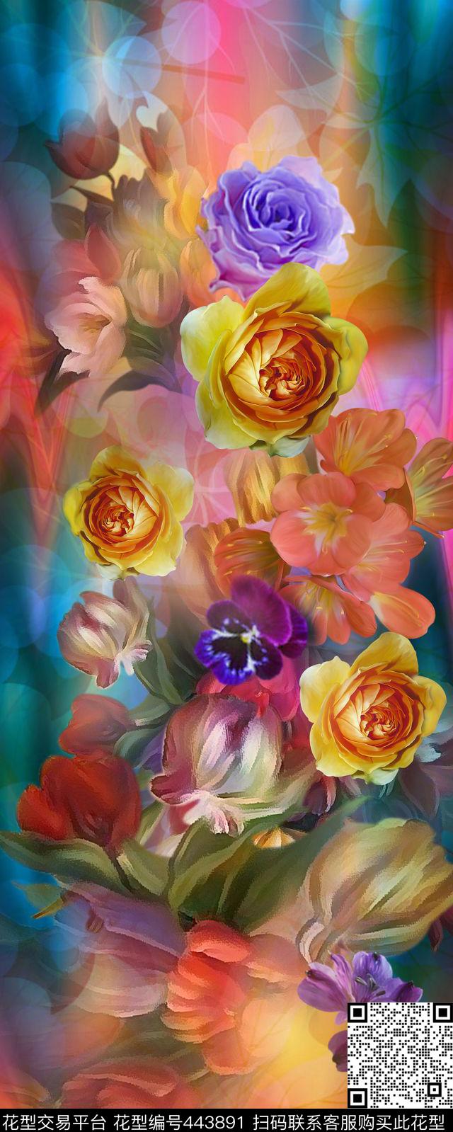 冬季服饰高贵花卉数码印花华亿平台下载（图片编号: 443891） - 瓦栏（Walan）