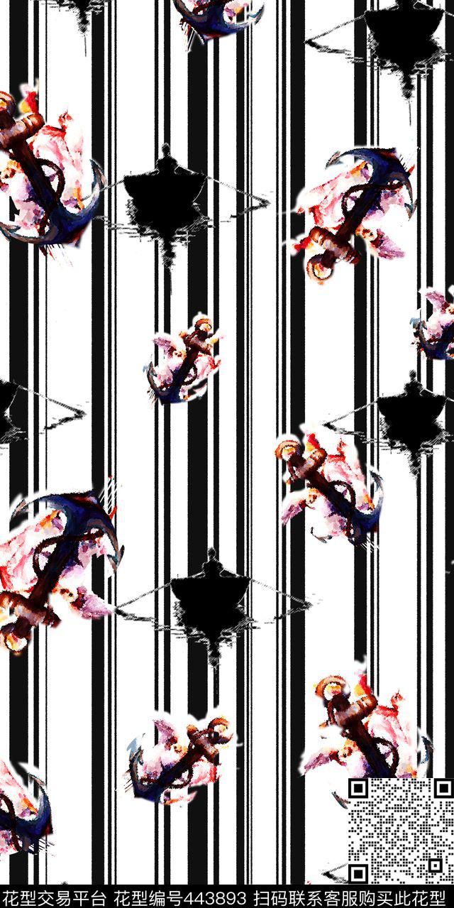 抽象船只几何数码印花华亿平台下载（图片编号: 443893） - 瓦栏（Walan）