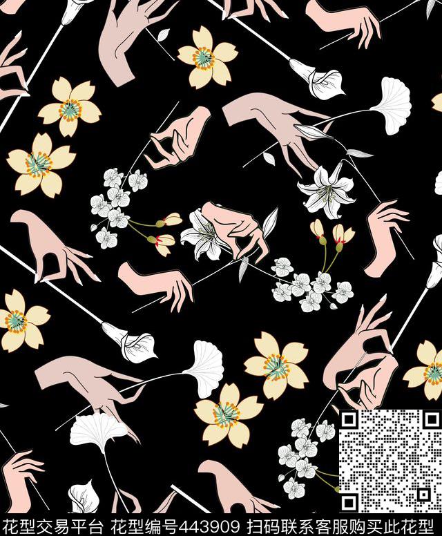 创意个性花卉简约休闲传统印花华亿平台下载（图片编号: 443909） - 瓦栏（Walan）