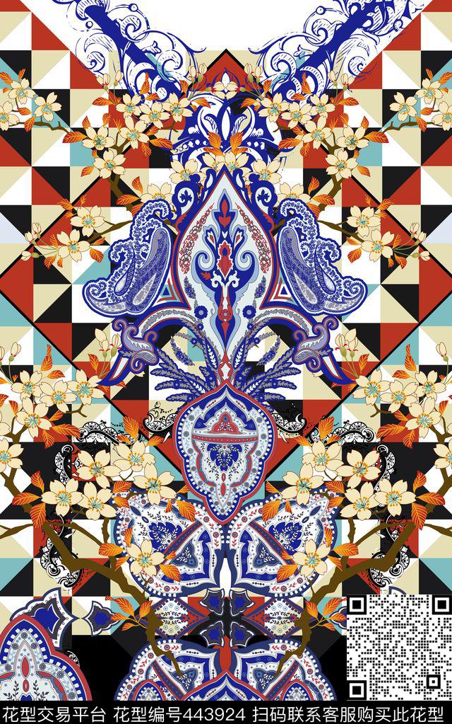 定位华亿平台欧式宫廷风佩斯利风格数码印花华亿平台下载（图片编号: 443924） - 瓦栏（Walan）