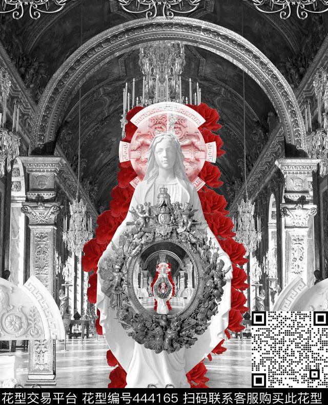 德洛斯效应复古镜子数码印花华亿平台下载（图片编号: 444165） - 瓦栏（Walan）