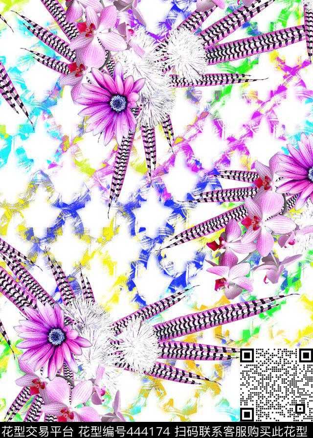 花抽象欧美数码印花华亿平台下载（图片编号: 444174） - 瓦栏（Walan）