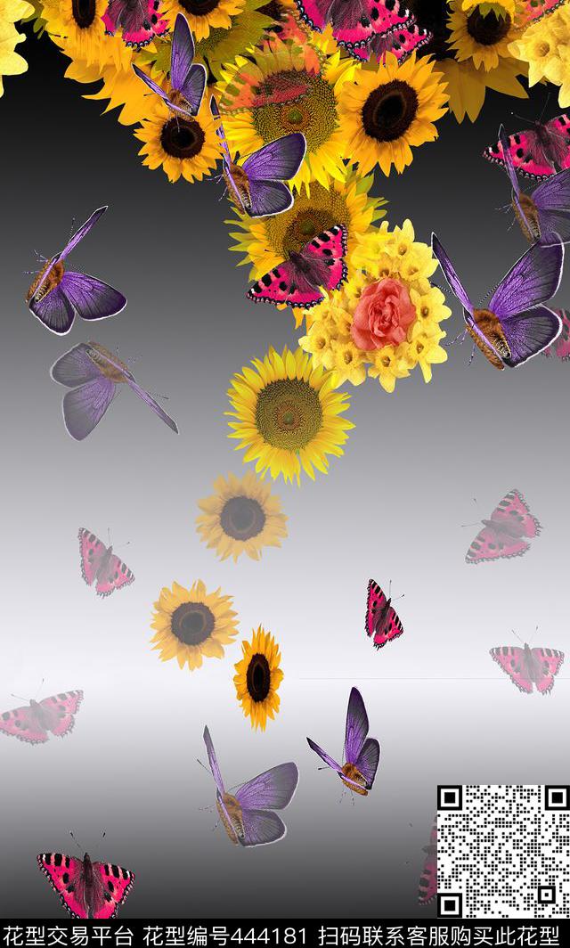 定位花黑色幽灵数码印花华亿平台下载（图片编号: 444181） - 瓦栏（Walan）