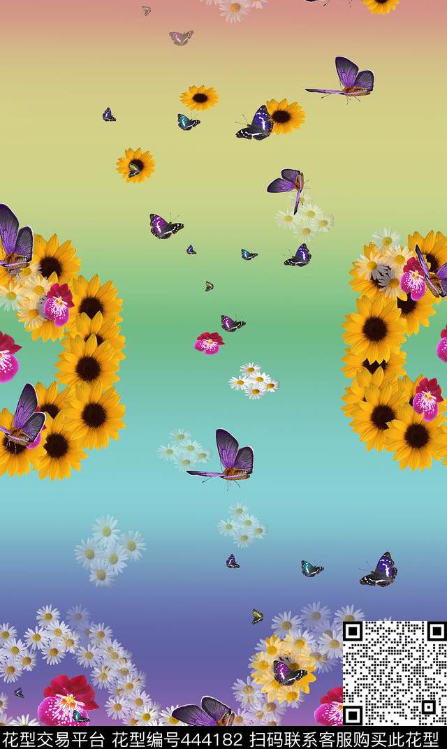 定位花服装花卉数码印花华亿平台下载（图片编号: 444182） - 瓦栏（Walan）