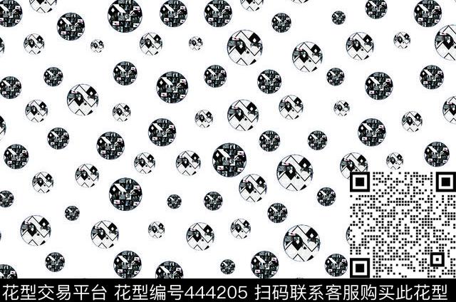 波点时尚圆圈花数码印花华亿平台下载（图片编号: 444205） - 瓦栏（Walan）