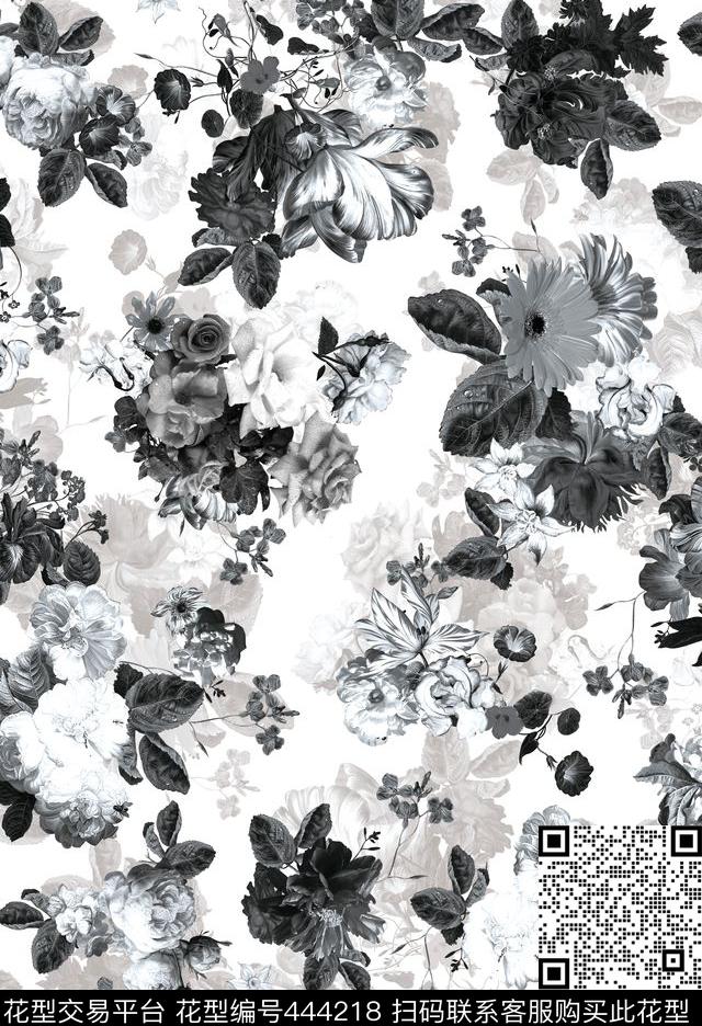 抽象花白底层次数码印花华亿平台下载（图片编号: 444218） - 瓦栏（Walan）