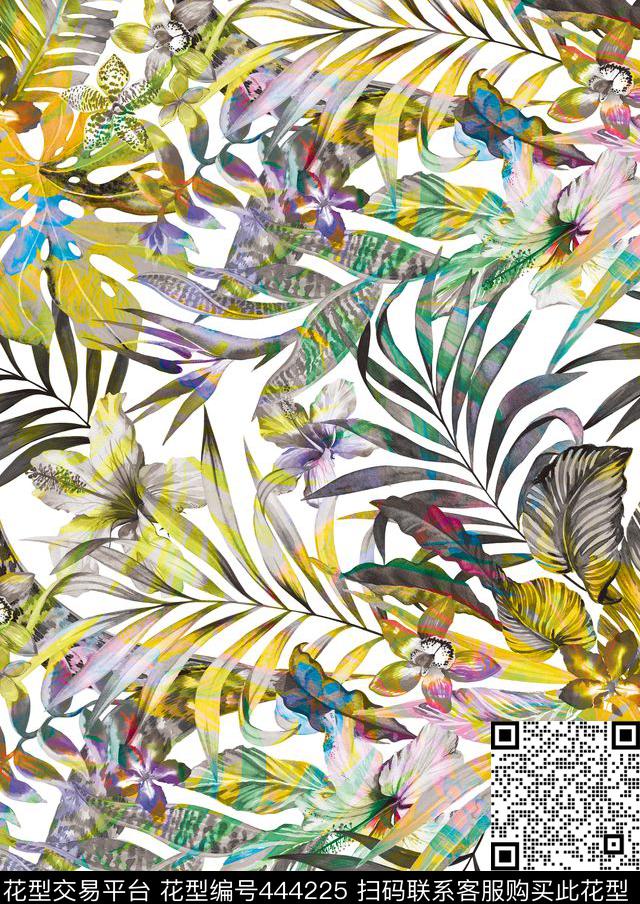 抽象动物人物花数码印花华亿平台下载（图片编号: 444225） - 瓦栏（Walan）