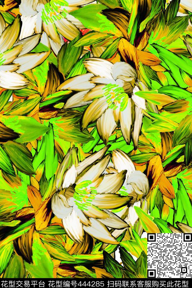 花抽象欧美数码印花华亿平台下载（图片编号: 444285） - 瓦栏（Walan）