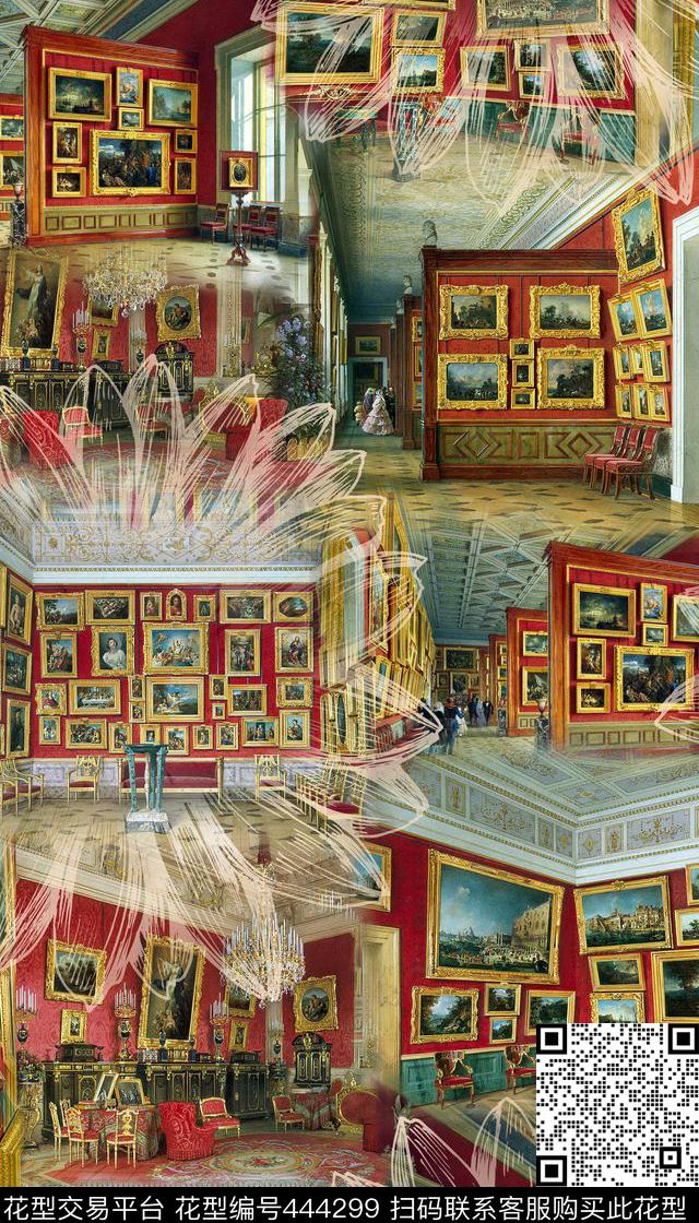 欧式复古欧式复古宫廷建筑创意数码印花华亿平台下载（图片编号: 444299） - 瓦栏（Walan）