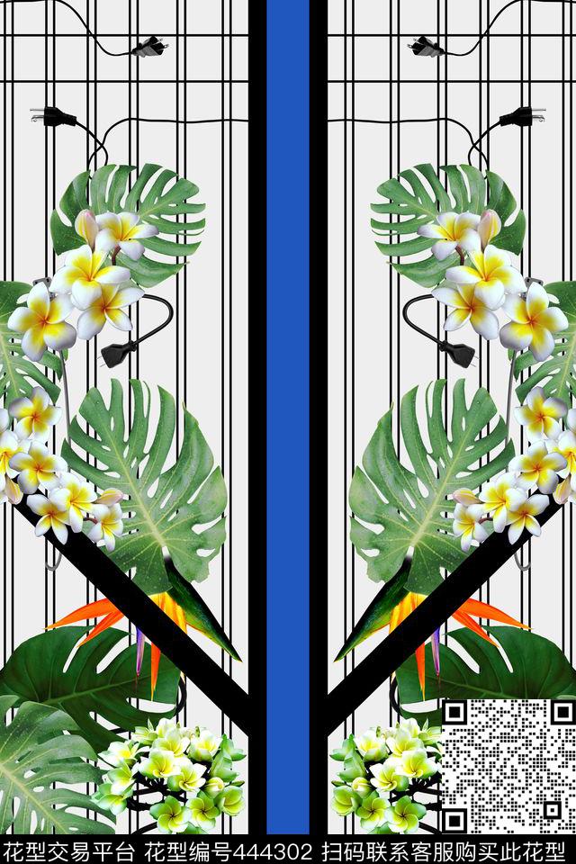 鸡蛋花几何图形男装数码印花华亿平台下载（图片编号: 444302） - 瓦栏（Walan）