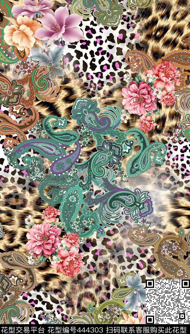 动物纹豹纹花卉数码印花华亿平台下载（图片编号: 444303） - 瓦栏（Walan）