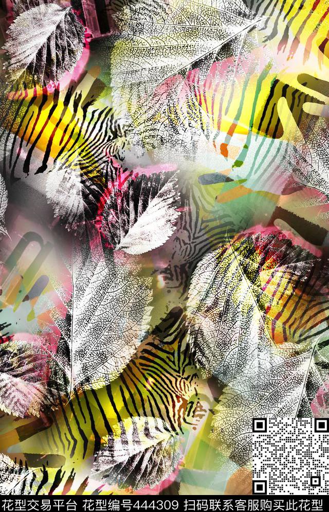 动物纹纹理叶数码印花华亿平台下载（图片编号: 444309） - 瓦栏（Walan）