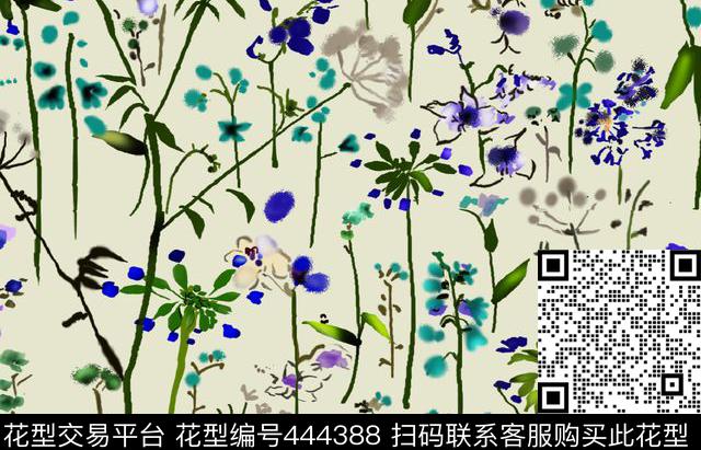 田园花卉树叶传统印花华亿平台下载（图片编号: 444388） - 瓦栏（Walan）