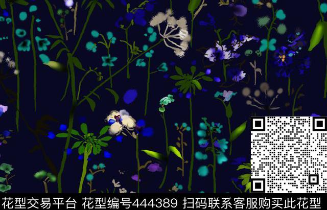 田园花卉树叶传统印花华亿平台下载（图片编号: 444389） - 瓦栏（Walan）