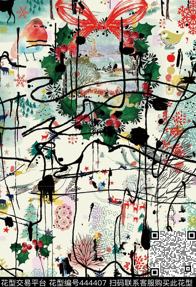 抽象线条过渡数码印花华亿平台下载（图片编号: 444407） - 瓦栏（Walan）