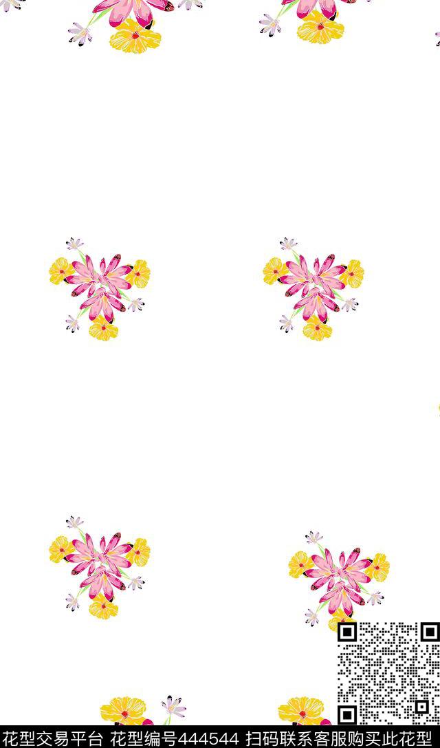 服装花卉组合花传统印花华亿平台下载（图片编号: 444544） - 瓦栏（Walan）