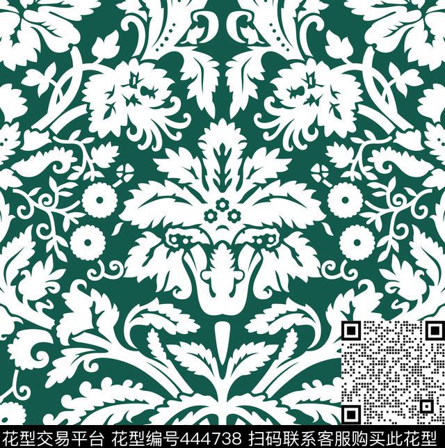 法式风格花纹传统印花华亿平台下载（图片编号: 444738） - 瓦栏（Walan）