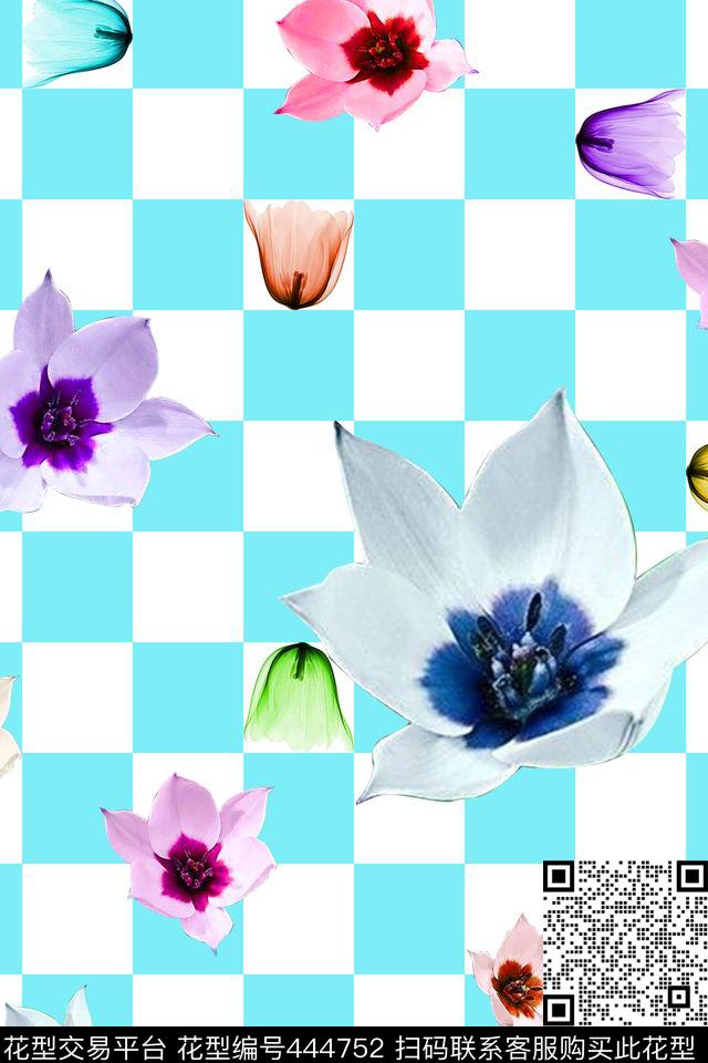 流行时尚花卉几何数码印花华亿平台下载（图片编号: 444752） - 瓦栏（Walan）