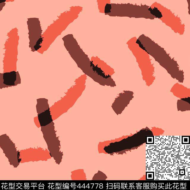 笔触粉橙色简约传统印花华亿平台下载（图片编号: 444778） - 瓦栏（Walan）