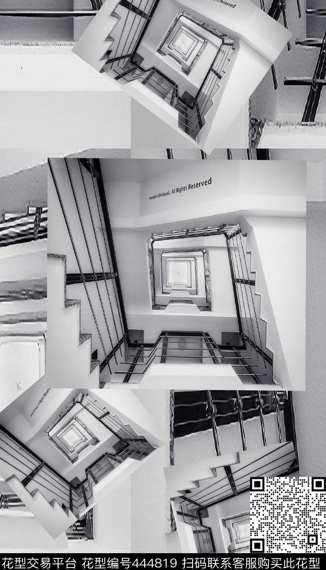 凌乱美抽象几何数码印花华亿平台下载（图片编号: 444819） - 瓦栏（Walan）