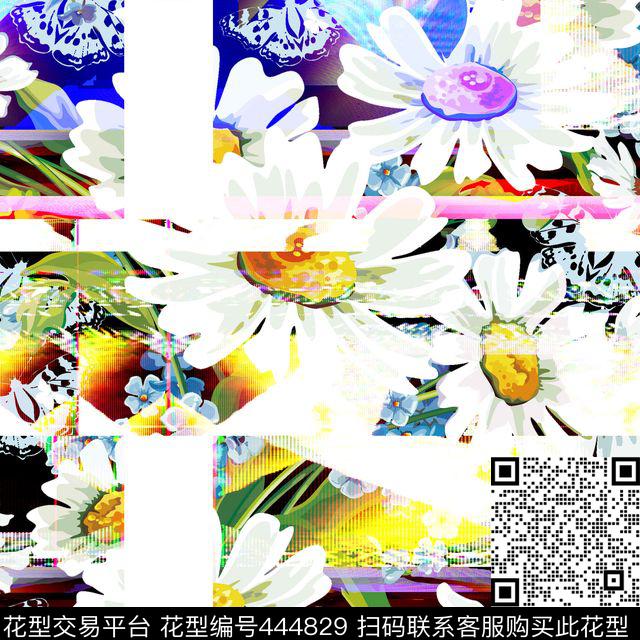 桦花几何数码印花华亿平台下载（图片编号: 444829） - 瓦栏（Walan）