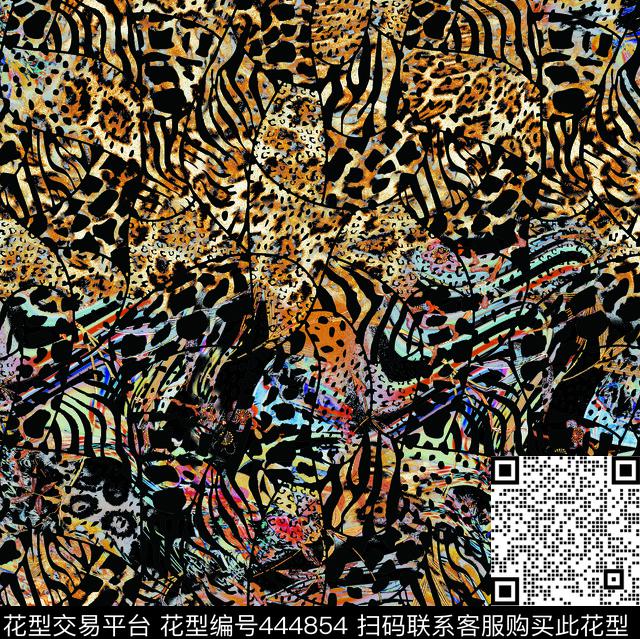 抽象几何动物纹数码印花华亿平台下载（图片编号: 444854） - 瓦栏（Walan）