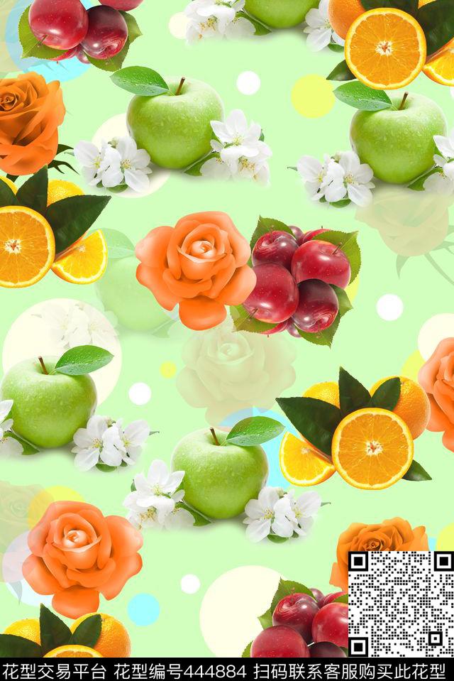 水果花卉小清新数码印花华亿平台下载（图片编号: 444884） - 瓦栏（Walan）