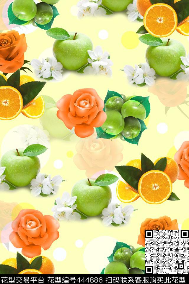 水果花卉小清新数码印花华亿平台下载（图片编号: 444886） - 瓦栏（Walan）
