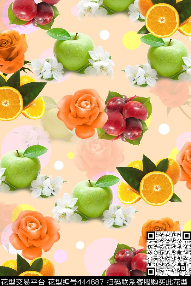 水果花卉小清新数码印花华亿平台下载（图片编号: 444887） - 瓦栏（Walan）