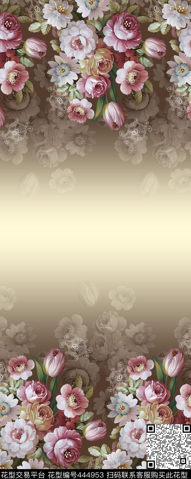 花卉服装油画数码印花华亿平台下载（图片编号: 444953） - 瓦栏（Walan）