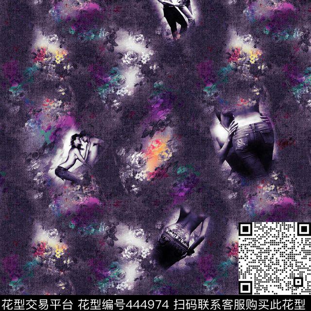 牛仔时尚人物数码印花华亿平台下载（图片编号: 444974） - 瓦栏（Walan）